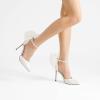 DREAM PAIRS Women’s High Heels Strappy Closed Toe Stiletto Pointed Toe Mesh Bows Ankle Strap D’Orsay Sexy Dress Wedding Party Pumps Shoes(White)