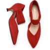 DREAM PAIRS Women’s Kitten Heels Low Pumps Shoes Pointed Closed Toe Slip on Dress Work Bridal Party Wedding(Red)