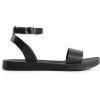 DREAM PAIRS Women’s One Band Ankle Strap Buckle Flat Sandals(All Black-pu)
