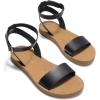 DREAM PAIRS Women’s One Band Ankle Strap Buckle Flat Sandals(Black/Pu)