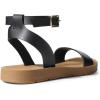 DREAM PAIRS Women’s One Band Ankle Strap Buckle Flat Sandals(Black/Pu)