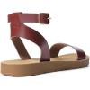 DREAM PAIRS Women’s One Band Ankle Strap Buckle Flat Sandals(Dark Brown-pu)