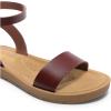 DREAM PAIRS Women’s One Band Ankle Strap Buckle Flat Sandals(Dark Brown-pu)