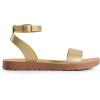 DREAM PAIRS Women’s One Band Ankle Strap Buckle Flat Sandals(Gold/Pu)