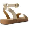 DREAM PAIRS Women’s One Band Ankle Strap Buckle Flat Sandals(Gold/Pu)