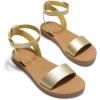 DREAM PAIRS Women’s One Band Ankle Strap Buckle Flat Sandals(Gold/Pu)