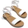 DREAM PAIRS Women’s One Band Ankle Strap Buckle Flat Sandals(White/Pu)