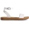 DREAM PAIRS Women’s One Band Ankle Strap Buckle Flat Sandals(White/Pu)