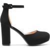 DREAM PAIRS Women’s Platform Chunky High Heels Closed Toe Block Ankle Strap Dress Bridal Party Wedding Shoes(Black-nubuck)