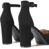 DREAM PAIRS Women’s Platform Chunky High Heels Closed Toe Block Ankle Strap Dress Bridal Party Wedding Shoes(Black-nubuck)