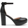 DREAM PAIRS Women’s Platform Chunky High Heels Closed Toe Block Ankle Strap Dress Bridal Party Wedding Shoes(Black-pu)