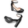 DREAM PAIRS Women’s Platform Chunky High Heels Closed Toe Block Ankle Strap Dress Bridal Party Wedding Shoes(Black-pu)