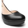 DREAM PAIRS Women’s Platform Chunky High Heels Closed Toe Block Ankle Strap Dress Bridal Party Wedding Shoes(Black-pu)