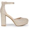 DREAM PAIRS Women’s Platform Chunky High Heels Closed Toe Block Ankle Strap Dress Bridal Party Wedding Shoes(Gold)