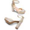 DREAM PAIRS Women’s Platform Chunky High Heels Closed Toe Block Ankle Strap Dress Bridal Party Wedding Shoes(Gold)
