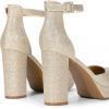 DREAM PAIRS Women’s Platform Chunky High Heels Closed Toe Block Ankle Strap Dress Bridal Party Wedding Shoes(Gold)