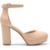 DREAM PAIRS Women’s Platform Chunky High Heels Closed Toe Block Ankle Strap Dress Bridal Party Wedding Shoes(Nude)