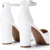 DREAM PAIRS Women’s Platform Chunky High Heels Closed Toe Block Ankle Strap Dress Bridal Party Wedding Shoes(White)