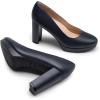 DREAM PAIRS Women’s Pumps Closed Round Toe Chunky High Heels Platform Work Comfortable Dress Shoes for Women(Navy-pu)