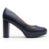 DREAM PAIRS Women’s Pumps Closed Round Toe Chunky High Heels Platform Work Comfortable Dress Shoes for Women(Navy-pu)