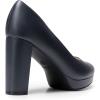 DREAM PAIRS Women’s Pumps Closed Round Toe Chunky High Heels Platform Work Comfortable Dress Shoes for Women(Navy-pu)