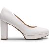 DREAM PAIRS Women’s Pumps Closed Round Toe Chunky High Heels Platform Work Comfortable Dress Shoes for Women(White-pu)