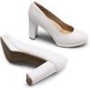 DREAM PAIRS Women’s Pumps Closed Round Toe Chunky High Heels Platform Work Comfortable Dress Shoes for Women(White-pu)