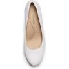 DREAM PAIRS Women’s Pumps Closed Round Toe Chunky High Heels Platform Work Comfortable Dress Shoes for Women(White-pu)
