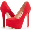 DREAM PAIRS Women’s Swan-30 High Heel Platform Dress Pump Shoes(Red/Suede)