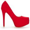 DREAM PAIRS Women’s Swan-30 High Heel Platform Dress Pump Shoes(Red/Suede)