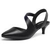 DREAM PAIRS Kitten Heels for Women Closed Toe Pointed Toe Low Heel Strappy Pumps Party Dance Wedding Dress Shoes for Women(Black)
