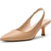 DREAM PAIRS Women’s Closed Toe Kitten Heels Pointed Toe Slingback Low Heels Dress Bridal Wedding Pumps Shoes(Nude-pu)
