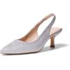 DREAM PAIRS Women’s Closed Toe Kitten Heels Pointed Toe Slingback Low Heels Dress Bridal Wedding Pumps Shoes(Silver-glitter)
