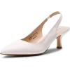 DREAM PAIRS Women’s Closed Toe Kitten Heels Pointed Toe Slingback Low Heels Dress Bridal Wedding Pumps Shoes(White-pu)