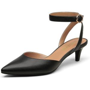 DREAM PAIRS Kitten Heels for Women Low Heel Dress Shoes Wedding Dress Closed Toe Pump Shoes Luna(Black)