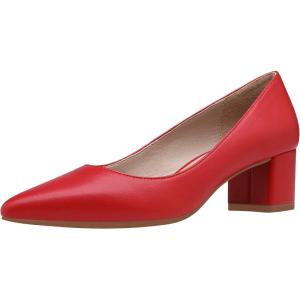 DREAM PAIRS Women’s Chunky Low Block Heels Closed Toe Dress Pumps Shoes(Red/Pu)