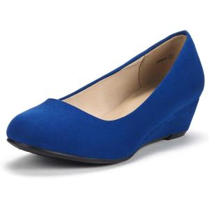 DREAM PAIRS Women’s Debbie Mid Wedge Heel Pump Shoes(Royal/Blue)