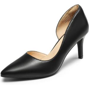 DREAM PAIRS Women’s Dress High Heels Pumps Closed Pointed Toe Stiletto D’Orsay Shoes for Wedding Party(Black-pu)