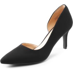 DREAM PAIRS Women’s Dress High Heels Pumps Closed Pointed Toe Stiletto D’Orsay Shoes for Wedding Party(Black-suede)