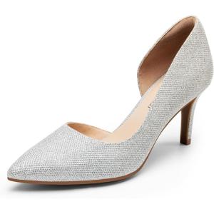 DREAM PAIRS Women’s Dress High Heels Pumps Closed Pointed Toe Stiletto D’Orsay Shoes for Wedding Party(Silver-glitter)