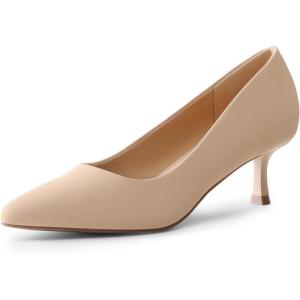 DREAM PAIRS Women’s Pumps Closed Toe Pointed Toe Kitten Heels for Women Party Dance Wedding Dress Shoes for Women(Nude)