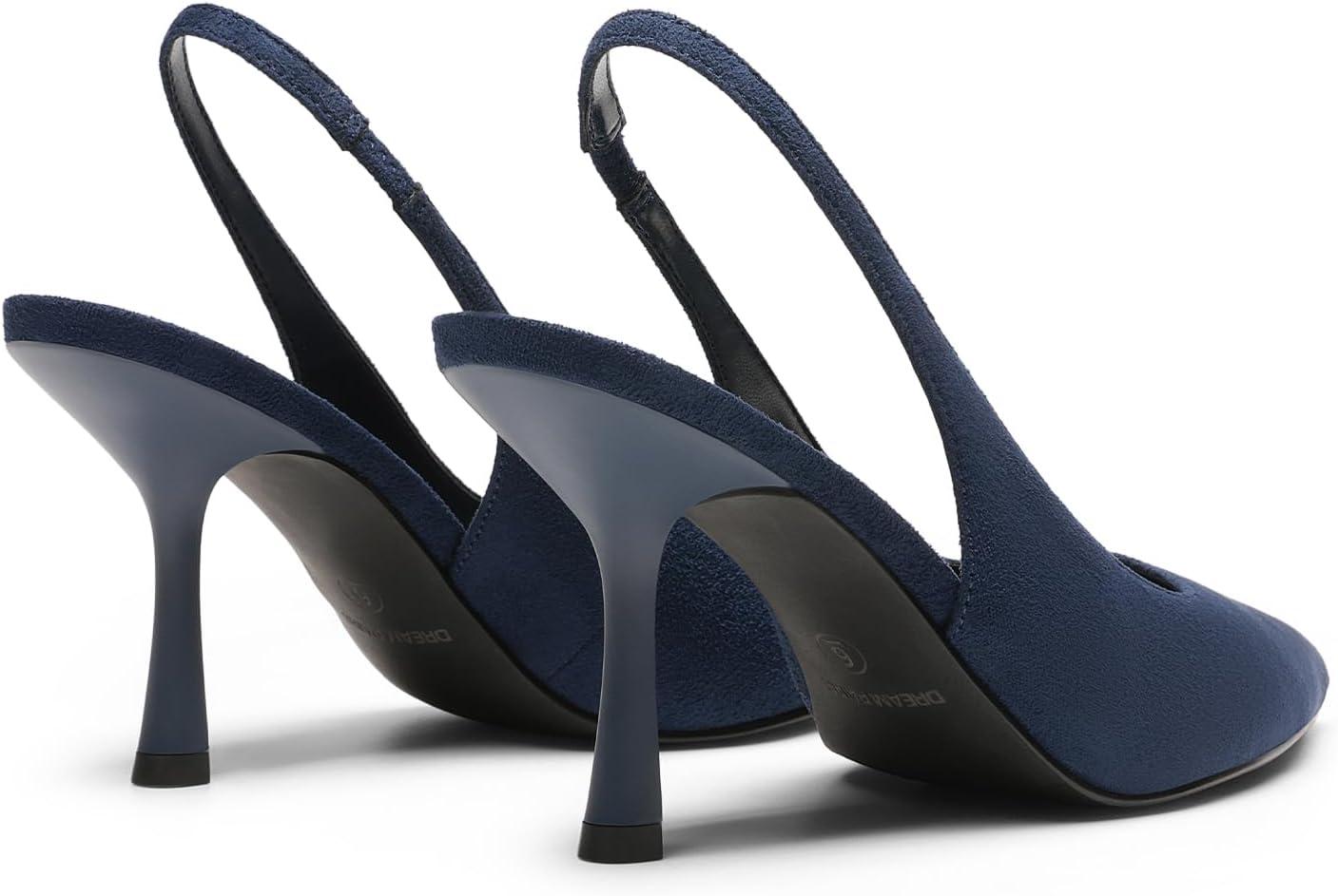 imageDREAM PAIRS Womens Heels Slingback Stiletto Pumps Shoes Pointed Closed Toe Kitten Heels Dress Bridal Elegant Wedding Sexy PartyNavysuede