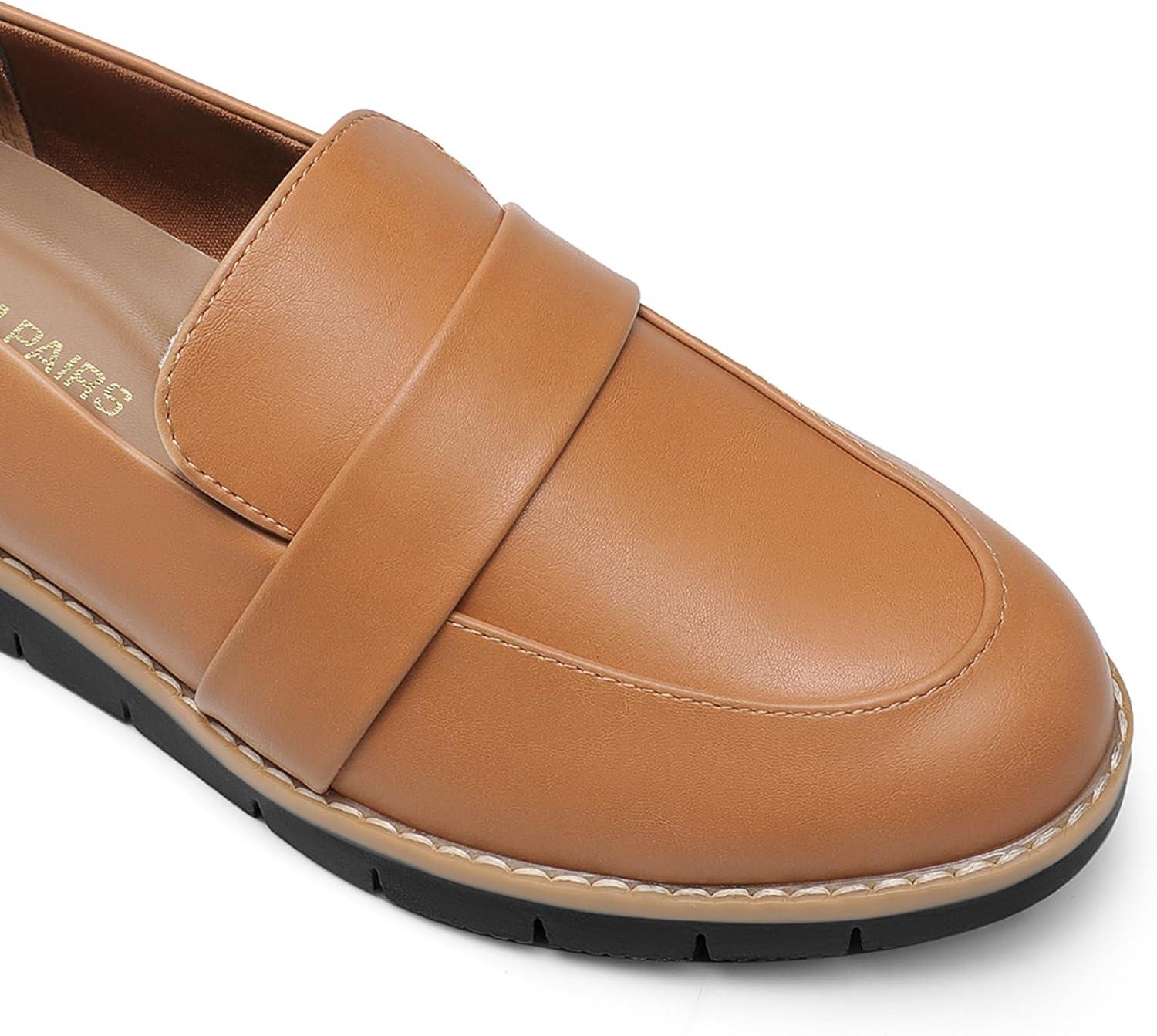 imageDREAM PAIRS Womens Loafers SlipOn Business Casual Work ShoesBrownpu