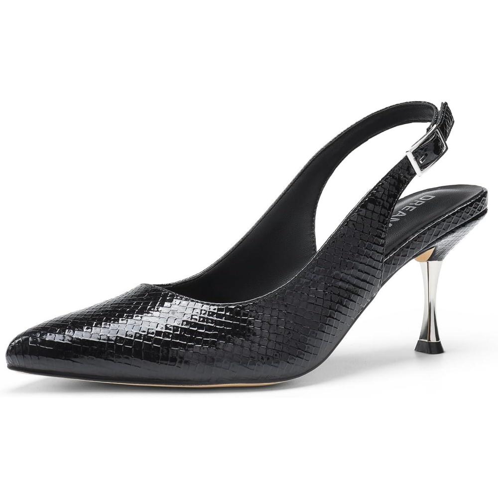 imageDREAM PAIRS Womens Heels Slingback Stiletto Pumps Shoes Pointed Closed Toe Kitten Heels Dress Bridal Elegant Wedding Sexy PartyBlacksnake