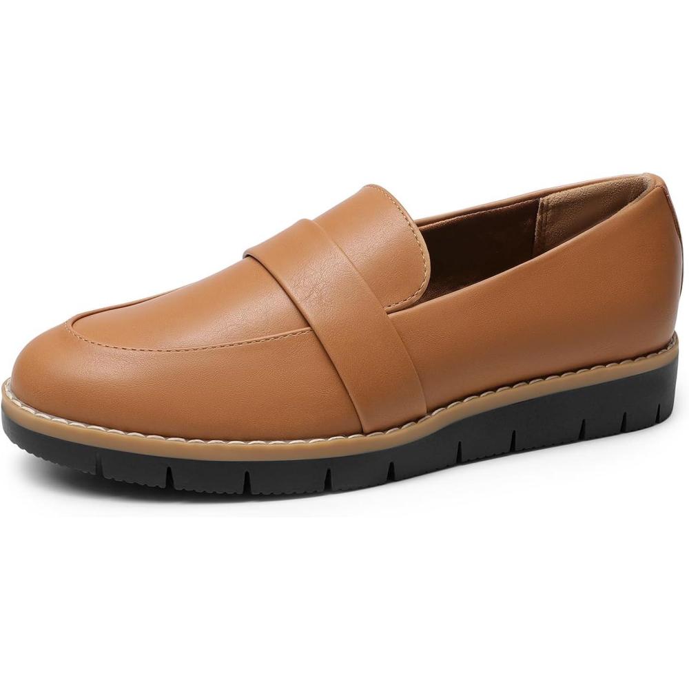 imageDREAM PAIRS Womens Loafers SlipOn Business Casual Work ShoesBrownpu