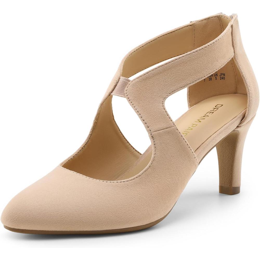 imageDREAM PAIRS Womens Pumps Closed Pointed Toe Kitten Heels Elegant Party Wedding Dress Shoes for WomenNude