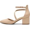 DREAM PAIRS Women’s Closed Pointed Toe Low Chunky Heels Pumps Ankle Strap Wedding Business Dressy Shoes(Nude-nubuck)