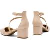 DREAM PAIRS Women’s Closed Pointed Toe Low Chunky Heels Pumps Ankle Strap Wedding Business Dressy Shoes(Nude-pu)