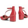 DREAM PAIRS Women’s Closed Pointed Toe Low Chunky Heels Pumps Ankle Strap Wedding Business Dressy Shoes(Red-pu)