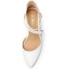 DREAM PAIRS Women’s Closed Pointed Toe Low Chunky Heels Pumps Ankle Strap Wedding Business Dressy Shoes(White-pu)